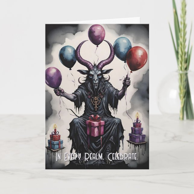Carte Ballons et Cadeaux d'Anniversaire Baphomet Gothiqu (Devant)
