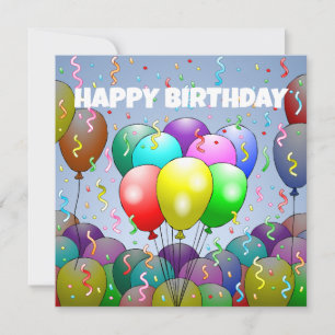 Carte Ballons et Confetti Anniversaire