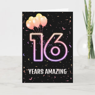 Carte Ballons et Confettis pour 16 ans