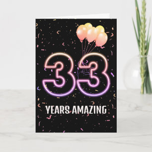 Carte Ballons et Confettis pour les 33 ans