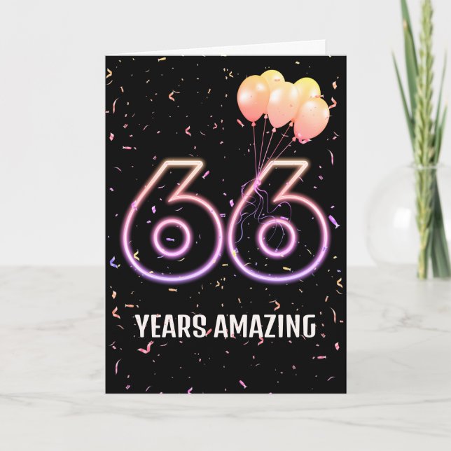 Carte Ballons et Confettis pour les 66 ans (Devant)