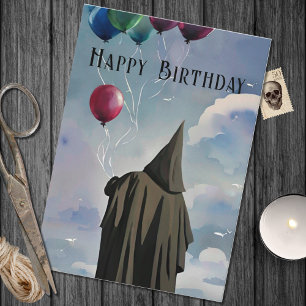 Carte Ballons et nuages noirs en tissu noir Anniversaire