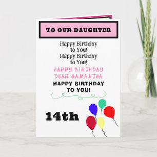 Carte Ballons Gâteaux d'anniversaire Fille PRÉNOM Tout â