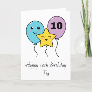 Carte Ballons mignons colorés 10e anniversaire