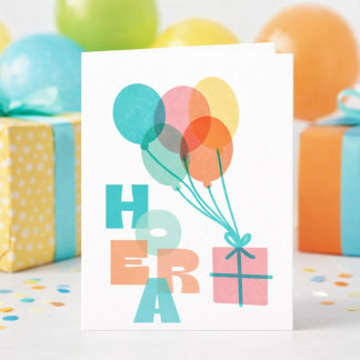 Carte Ballons minimalistes Cadeau Hourra Anniversaire