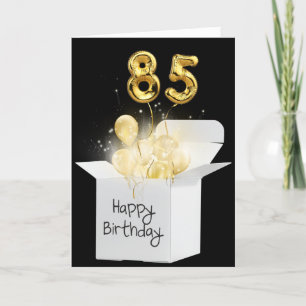 Carte Ballons pour le 85e anniversaire en or dans une bo