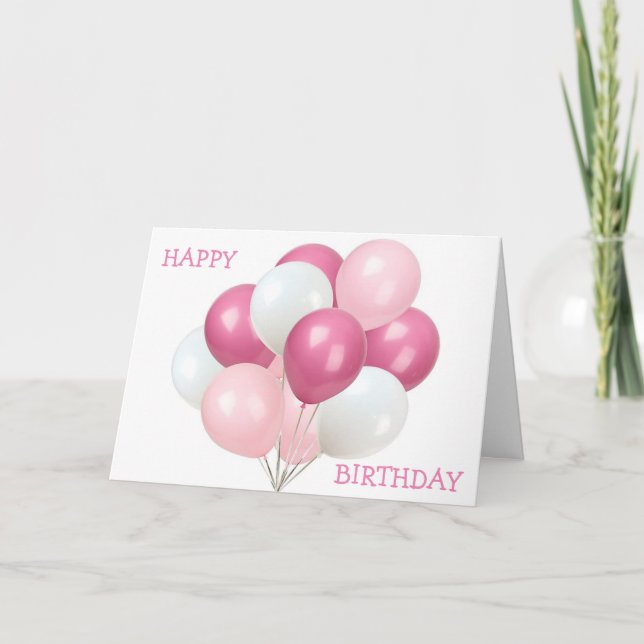 CARTE BALLONS ROSE/BLANC POUR **VOTRE ANNIVERSAIRE** (Devant)