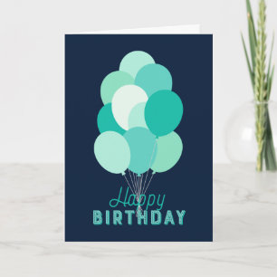 Carte Ballons turquoises Bleu Joyeux Anniversaire