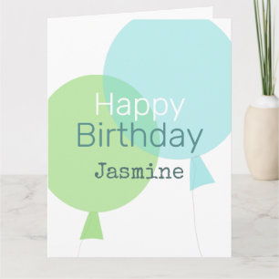 Carte Ballons Vert Et Bleu Joyeux Anniversaire Personnal