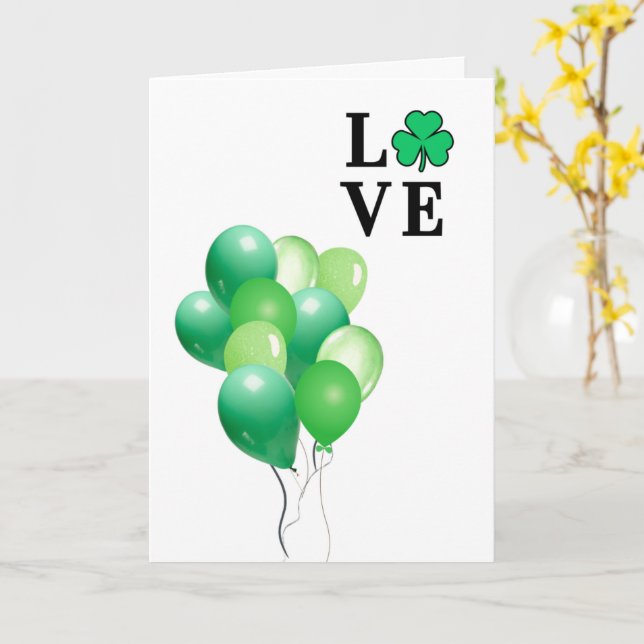 Carte Ballons verts J'AIME L'Irlande Tout Usage Blank (Fleur jaune)