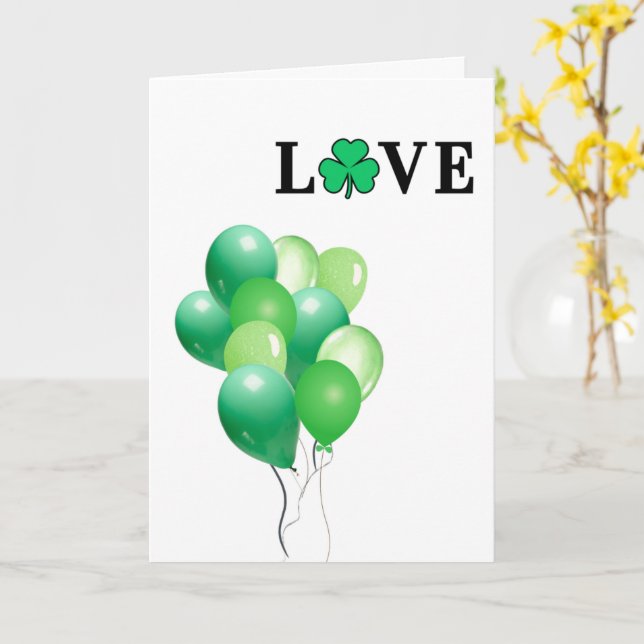 Carte Ballons Verts J'AIME L'Irlande Tout Usage Blank (Fleur jaune)
