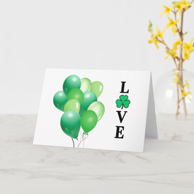 Carte Ballons Verts J'AIME L'Irlande Tout Usage Blank (Fleur jaune)