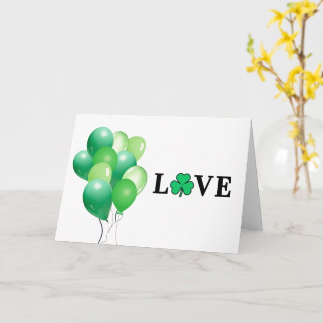 Carte Ballons verts polyvalents LOVE Irlande (Fleur jaune)