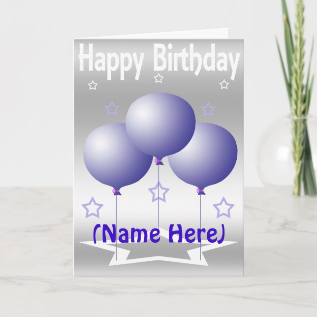 Carte Ballons violets et étoiles (Devant)