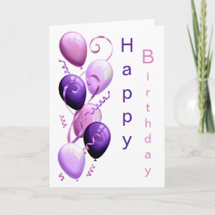 Carte Ballons violets, Joyeux anniversaire