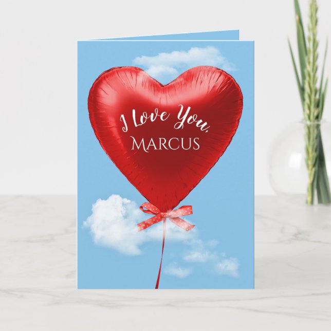 Carte Balloon de coeur rouge pour anniversaire (Devant)