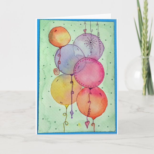 CARTE BALLOONS A L'AQUARELLE (Devant)