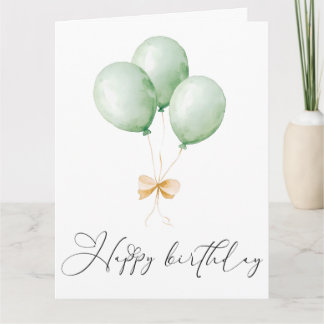 Carte Balloons and Bow Happy Birthday Greeting Card
