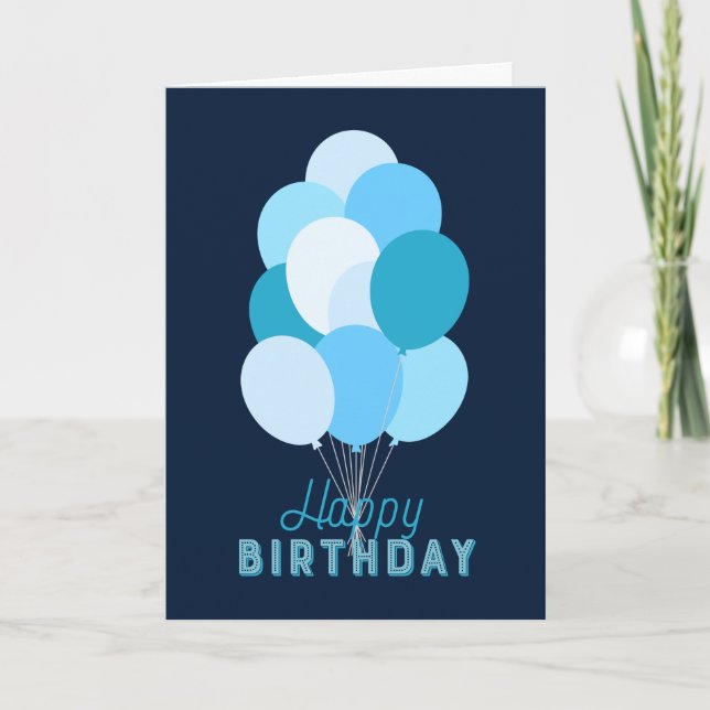 Carte Balloons Bleus Bleu Bon Anniversaire (Devant)