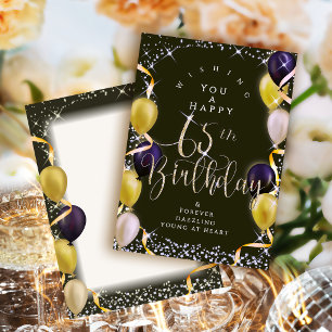 Carte Balloons Brillants 65e Joyeux Anniversaire  Noir