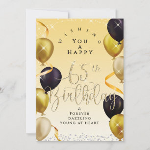 Carte Balloons Brillants 65e Joyeux Anniversaire Violet