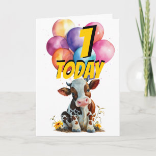Carte Balloons Brown Vache 1er Anniversaire