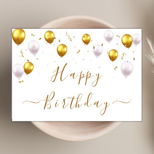 Carte Balloons Chic Moderne Élégant Joyeux Script d'Anni