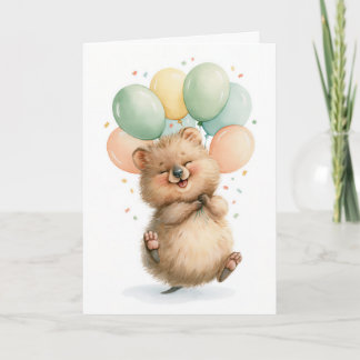 Carte Balloons d'anniversaire de Quokka Cute Greeting