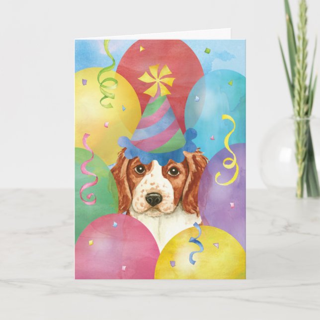 Carte Balloons d'anniversaire Welsh Springer Spaniel (Devant)