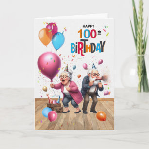 Carte Balloons drôles pour les 100 ans d'un vieil homme