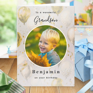 Carte Balloons en Or pour l'Anniversaire du Petit-Fils P
