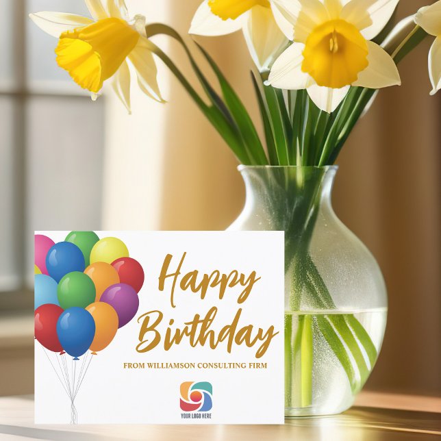 Carte Balloons Joyeux Anniversaire Chic Logo de l'entrep (Créateur téléchargé)