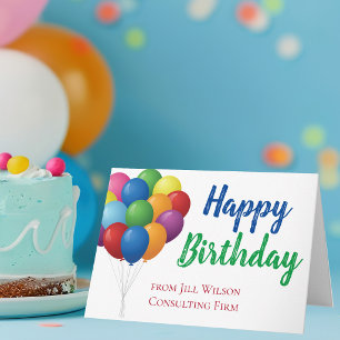 Carte Balloons Joyeux Anniversaire Entreprise Personnali