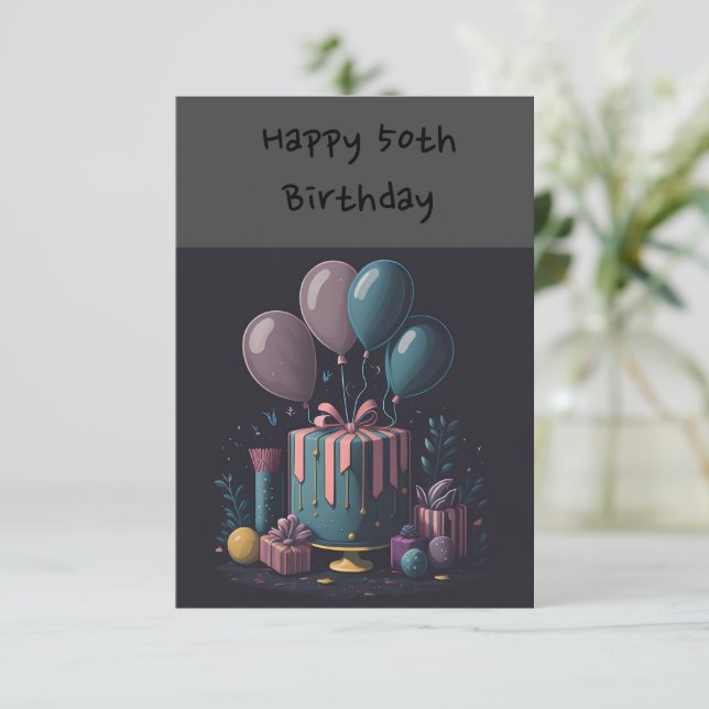 Carte Balloons pour ses 50 ans (Debout devant)