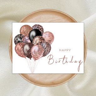Carte Balloons Safari rose et noir Joyeux anniversaire