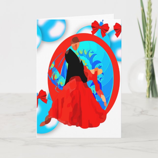 Carte Ballroom Dancers With Ornaments And Bows Christmas (Devant)