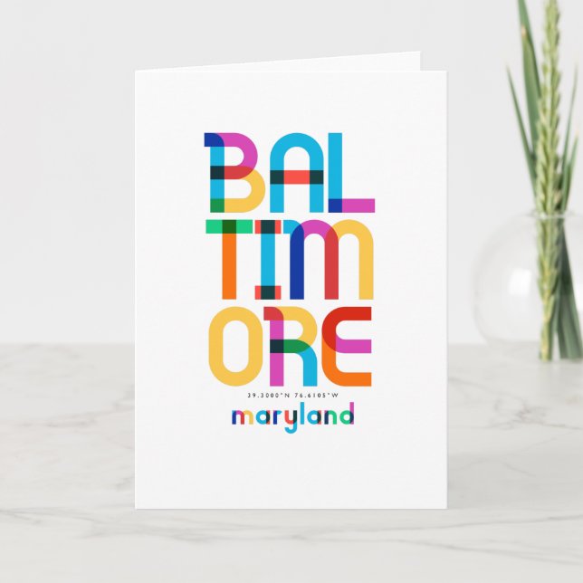 Carte Baltimore Maryland Mid Century, Pop Art, (Devant)