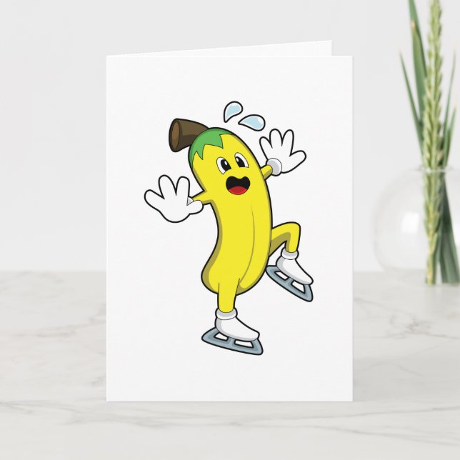 Carte Banane au patinage sur glace avec patins à glace.P (Devant)