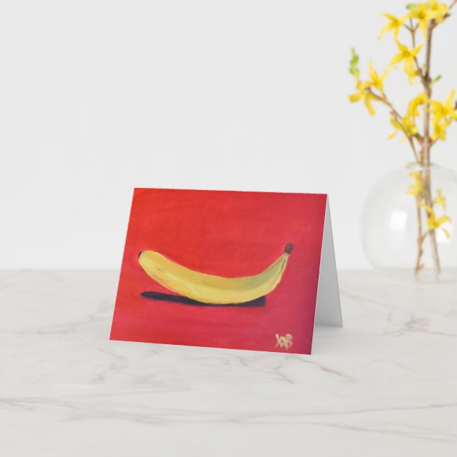Carte Banane avec fond rouge (Fleur jaune)