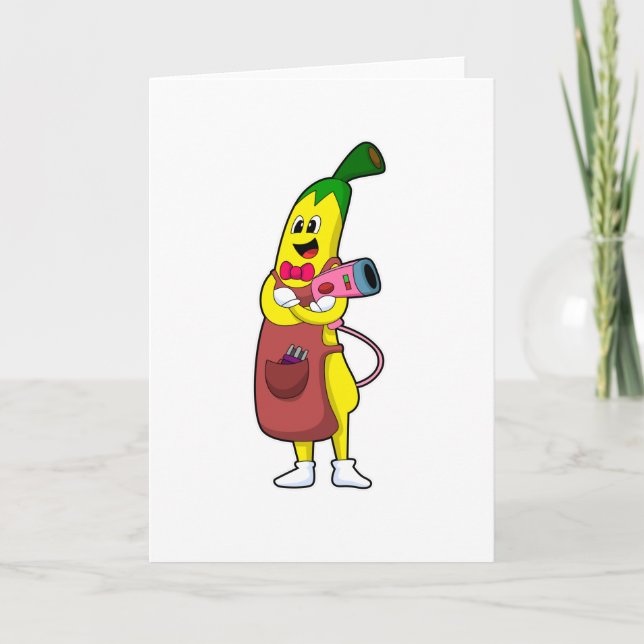 Carte Banane coiffeur avec sèche-cheveux (Devant)