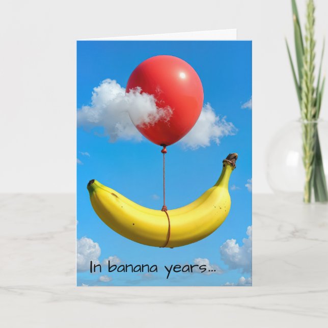 Carte Banane d'anniversaire avec ballon rouge (Devant)