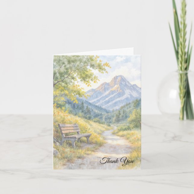 Carte Banc De Merci Sympathique Avec Montagnes (Devant)