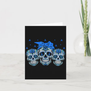 Carte Bandana Crâne de Sucre Ruban Bleu Sensibilisation 