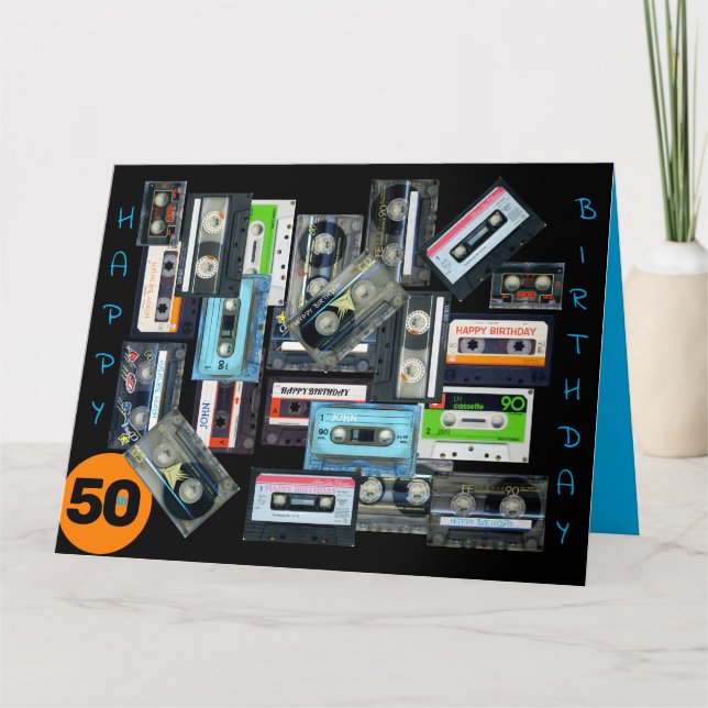 Carte Bande audio rétro Cassette Mixbande Nom Anniversai (Devant)