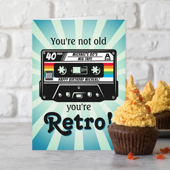 Carte Bande audio Retro N'importe quel âge Anniversaire (Créateur téléchargé)