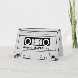 Carte Bande cassette rétro musique d'anniversaire 80s