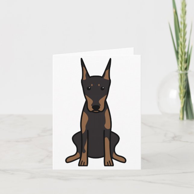 Carte Bande dessinée de chien de Pinscher de dobermann (Devant)