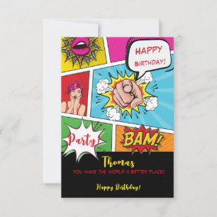 Carte Bande dessinée pop art anniversaire