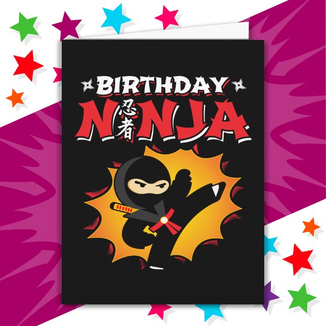 Carte Bande dessinée Style Super fête Anniversaire Ninja (Créateur téléchargé)