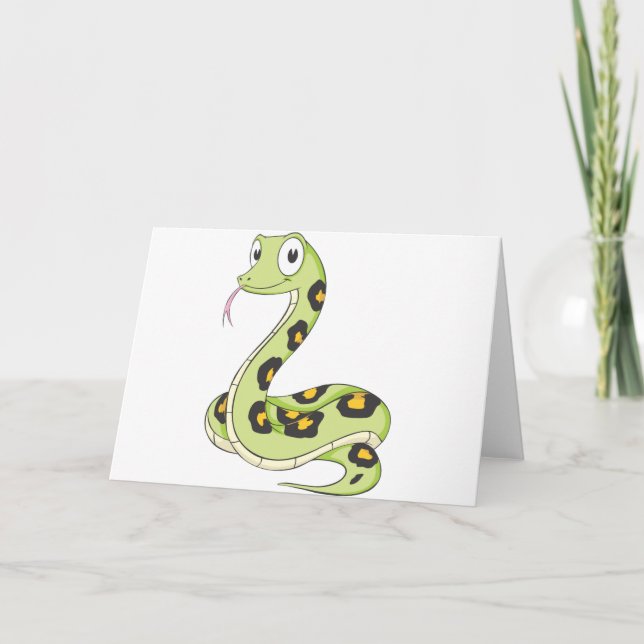 Carte Bande dessinée verte mignonne de serpent (Devant)